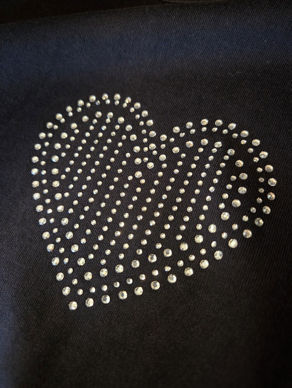 Rhinestone Heart Black Longsleeve Shirt - Picture 5 of 6